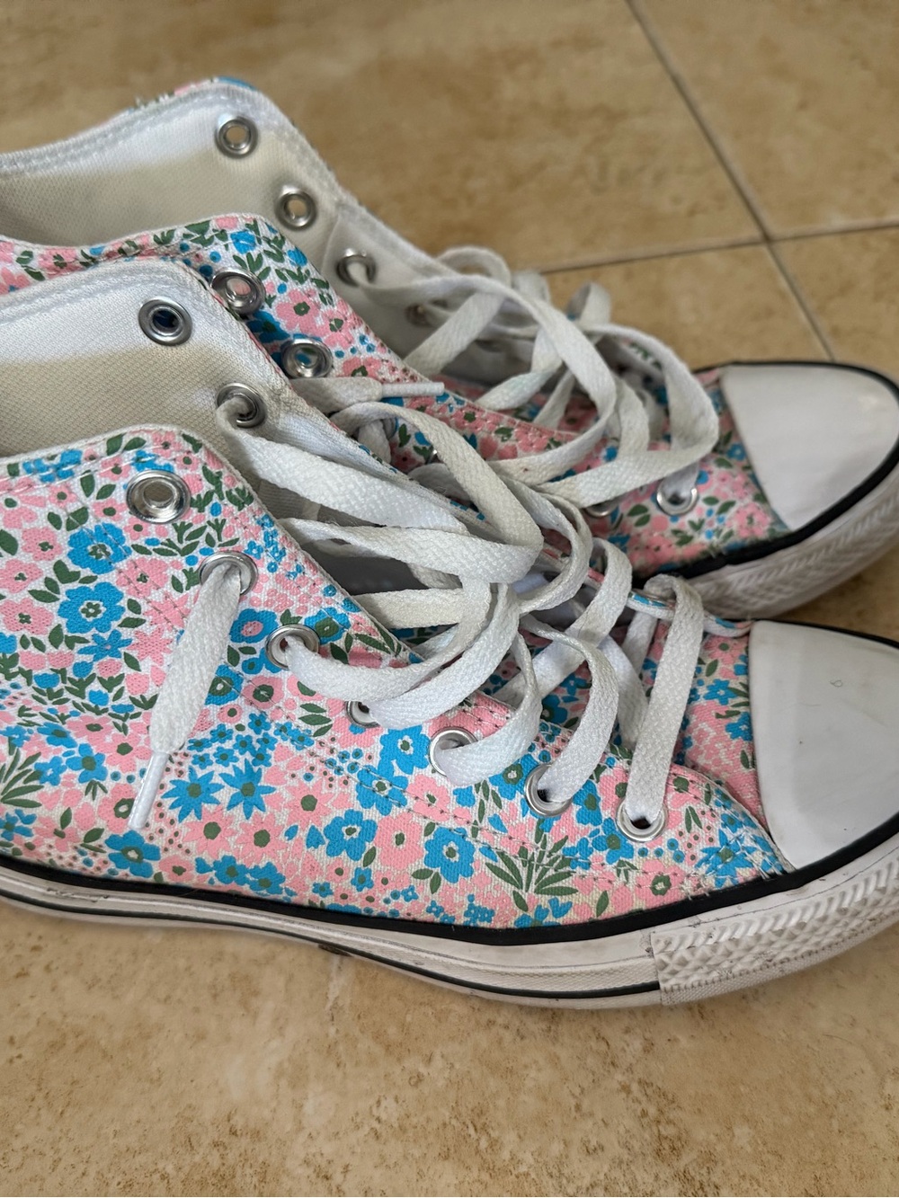 Converse Women’s Floral High-Top Sneakers - Pink & Blue